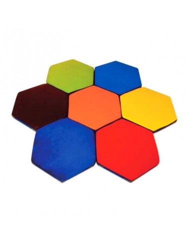 Set de 7 piezas de espuma forma hexagonal unidos con velcro de colores gympro.cl