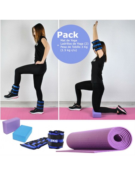 Pack Pesas de Tobillo 3 Kgs + Mat y Bloques de Yoga