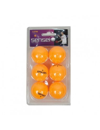 Pack de 6 pelotas Ping Pong Sensei 1 Estrella Naranjo